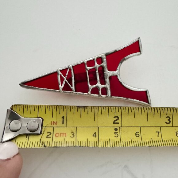 Stained Glass Brooch Costume Jewelry Red Eiffel Tower Paris Artisan Made 1 - Picture 5 of 5